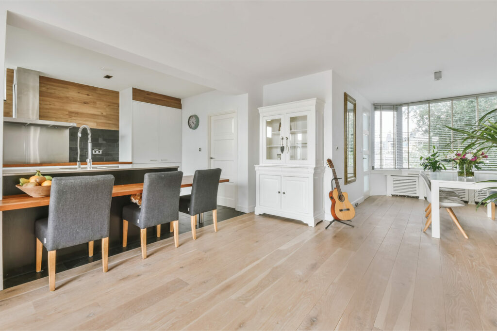 Solid & Engineering hardwood flooring in an open space living room by A & S Carpet Collection in Allison Park, PA